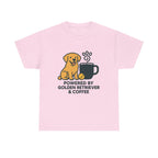 Golden Retriever & Coffee Power t-shirt, Light Pink