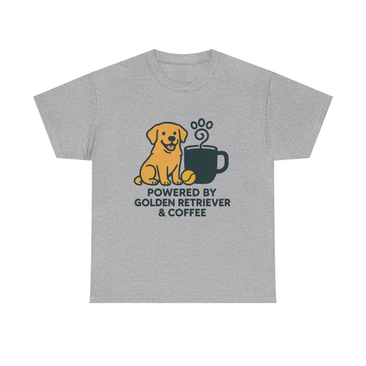 Golden Retriever & Coffee Power t-shirt, Sport Grey