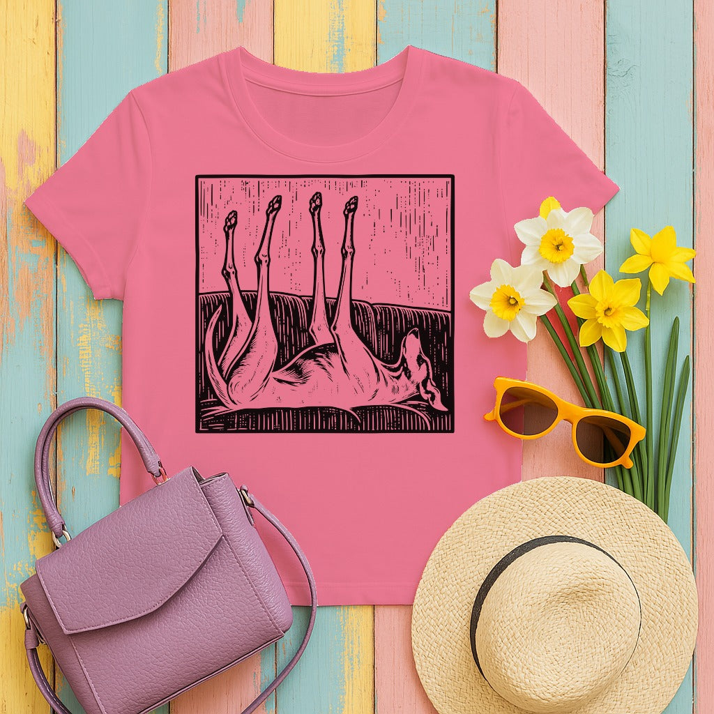 Greyhound Sofa Stretch t-shirt in Charity Pink