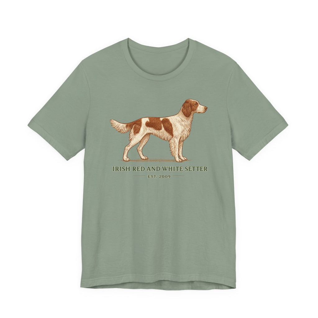 Irish Red and White Setter Engraved Plate Tee