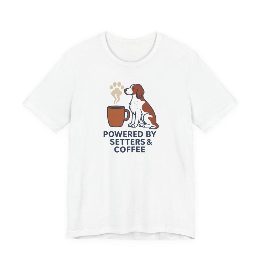 Irish Red and White Setter Powered by Setters and Coffee Tee