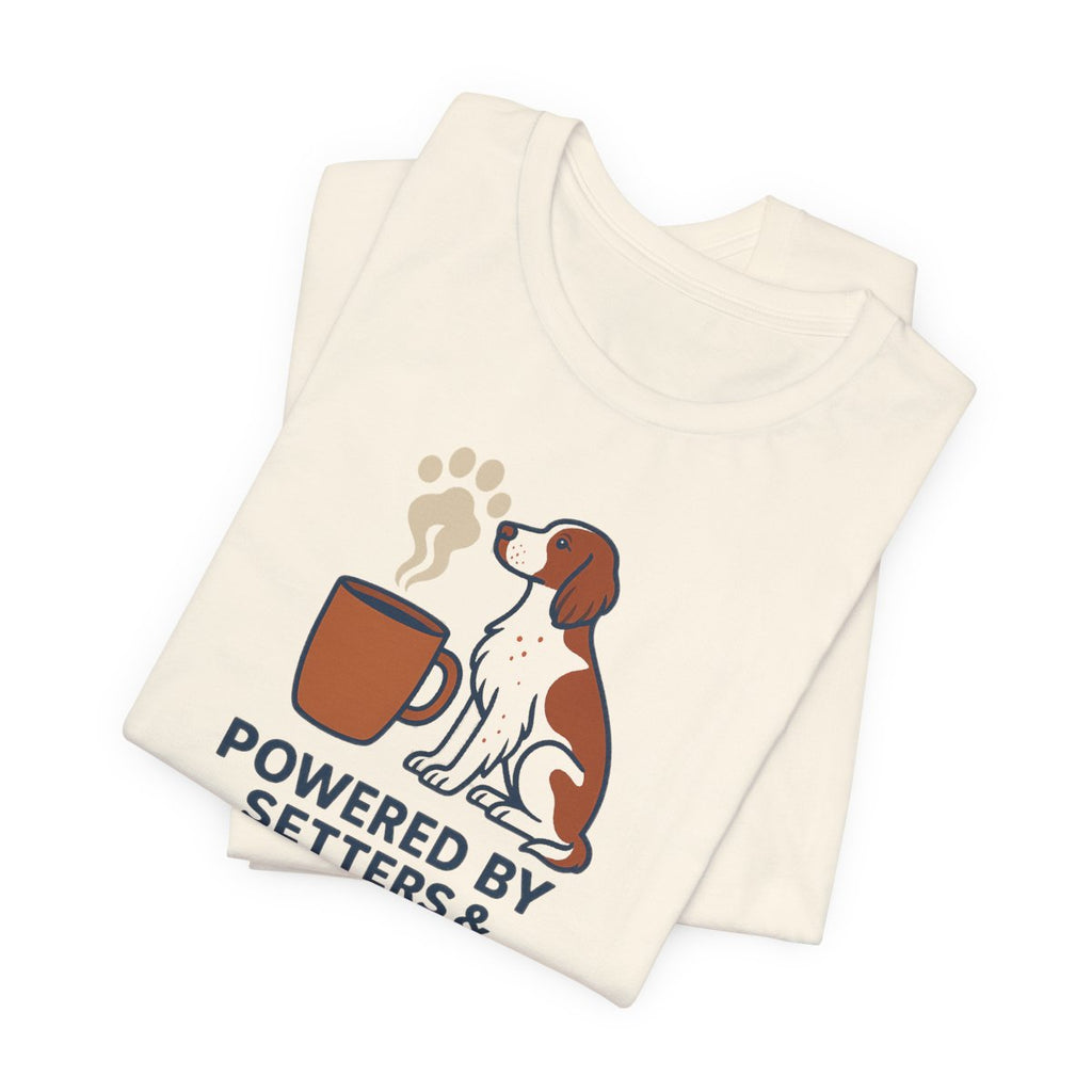 Irish Red and White Setter Powered by Setters and Coffee Tee