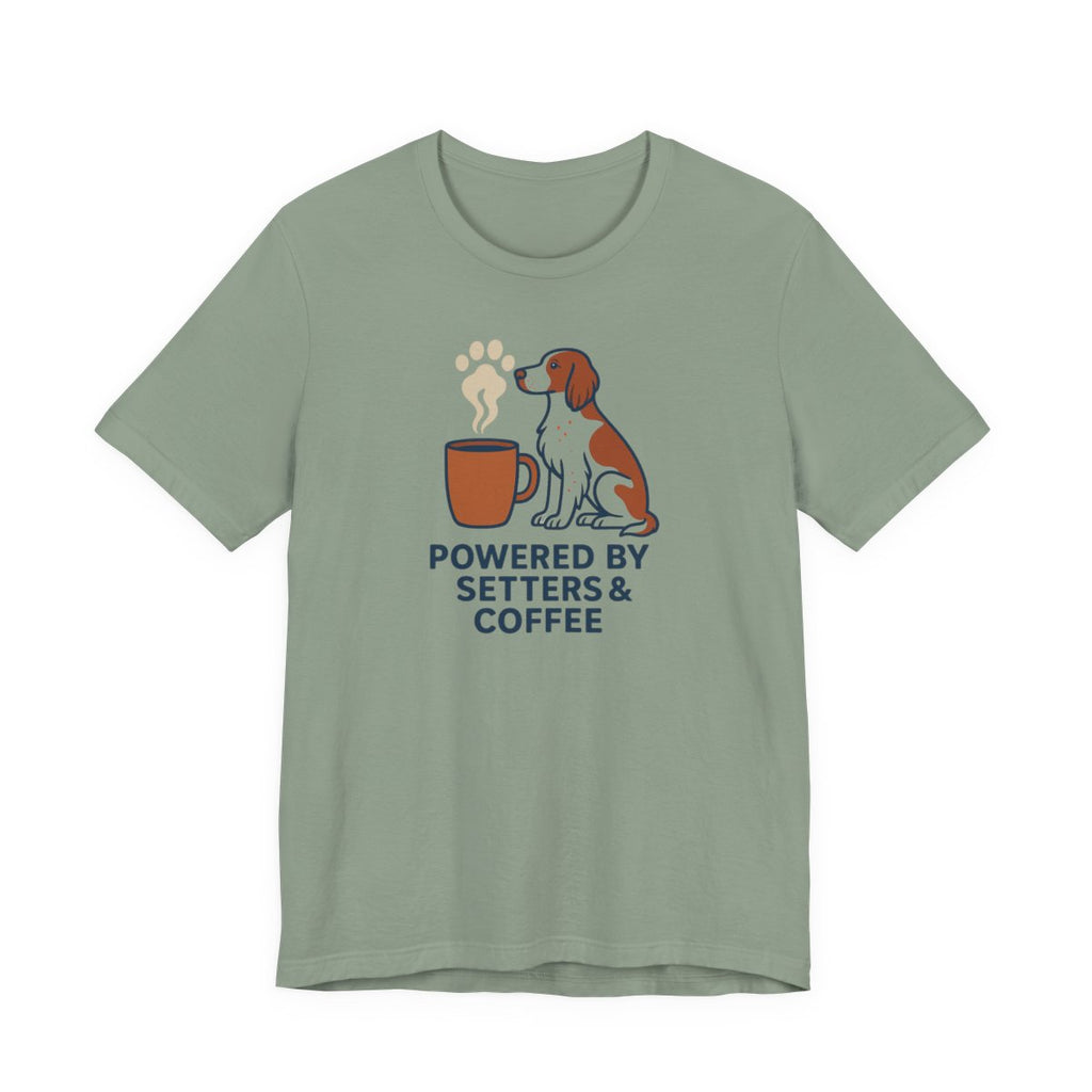 Irish Red and White Setter Powered by Setters and Coffee Tee
