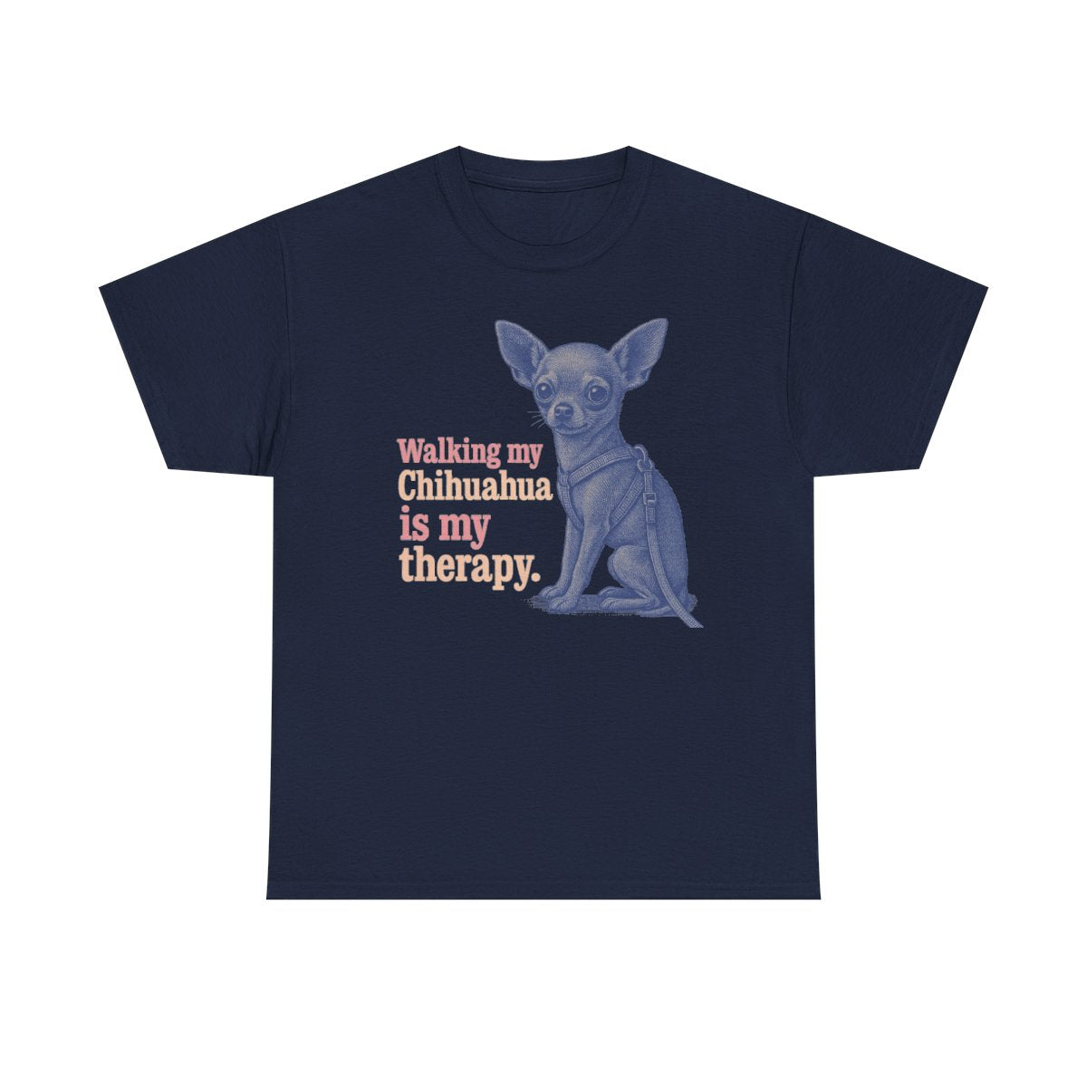 My Chihuahua Therapy Illustrated t-shirt, Navy