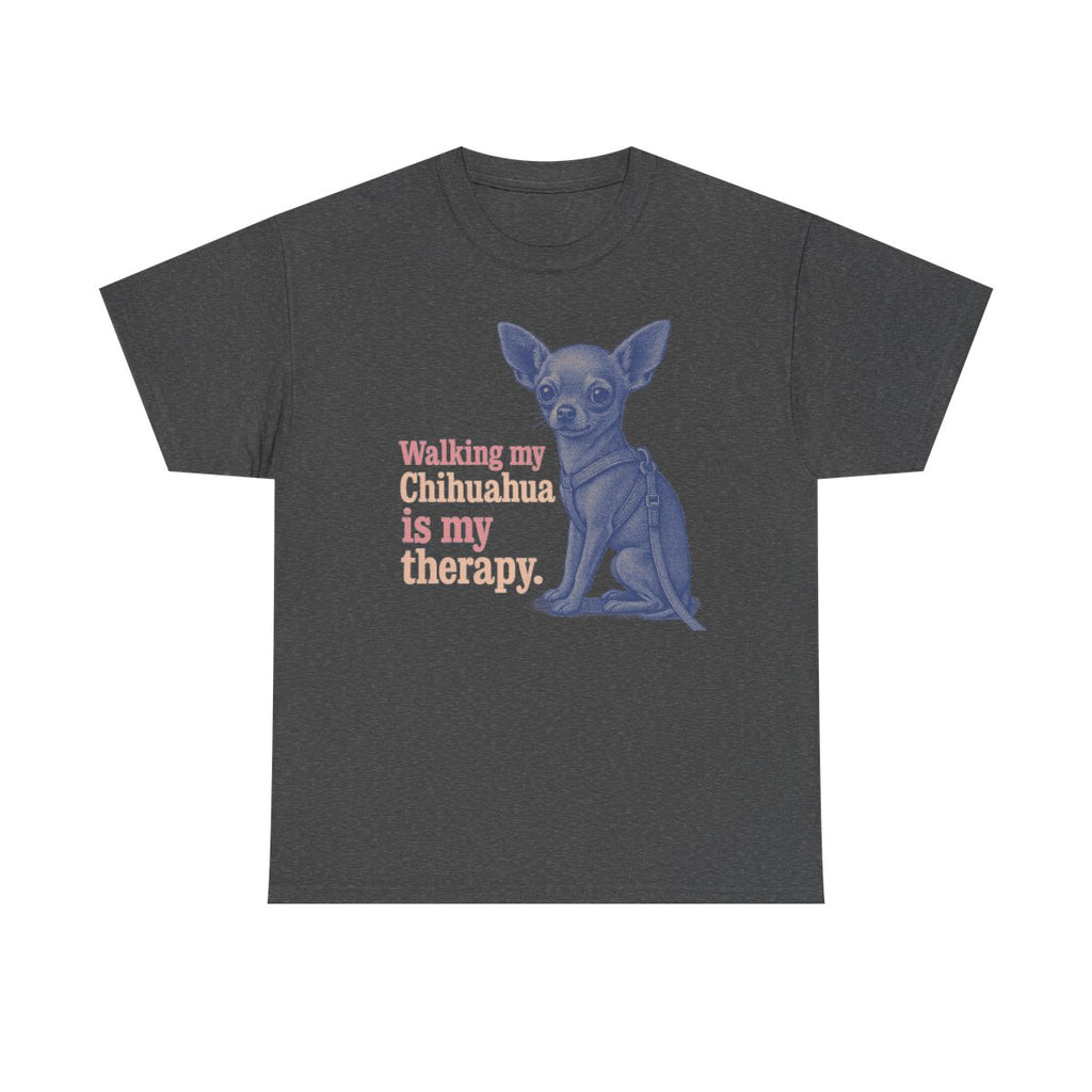 My Chihuahua Therapy Illustrated t-shirt, Dark Heather
