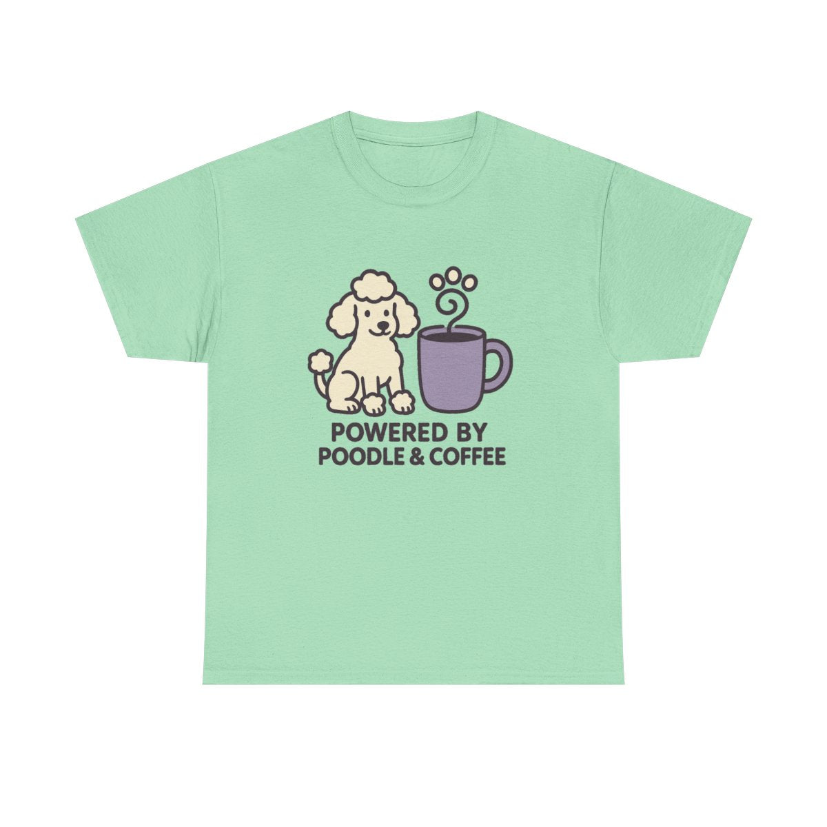 Poodle Power & Coffee Charm t-shirt, Mint Green