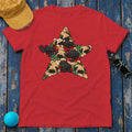 Pug Christmas Star t-shirt in Red, flat lay