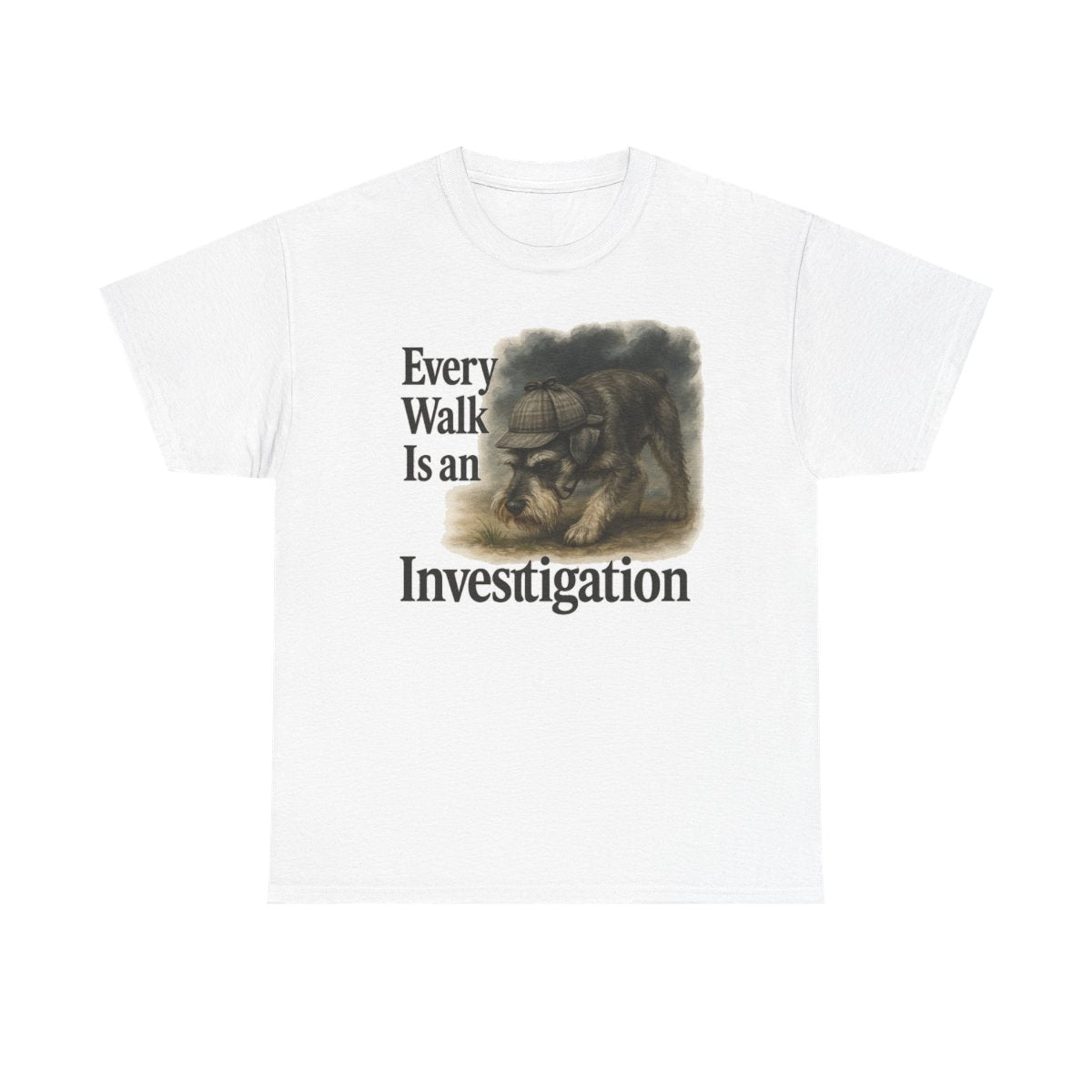 Schnauzer Detective Walk t-shirt, White