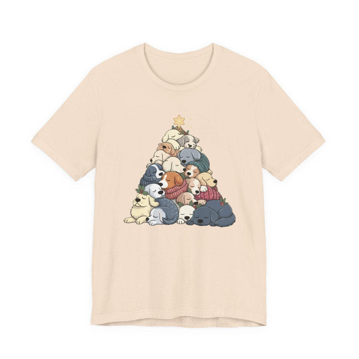 Sleeping Dogs Stacked Christmas Tree Funny Holiday T-Shirt