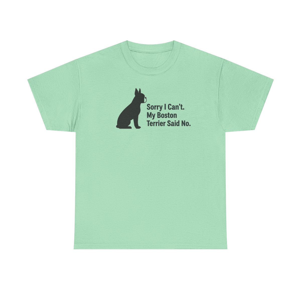 Sorry, My Boston Terrier Said No. t-shirt, Mint Green