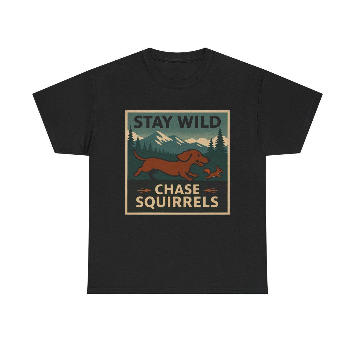 Stay Wild Dachshund Chase t-shirt, Black
