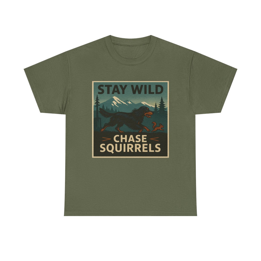 Stay Wild Gordon Setter t-shirt, Military Green