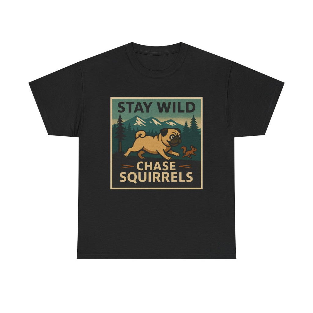 Stay Wild Pug Adventure t-shirt, Black