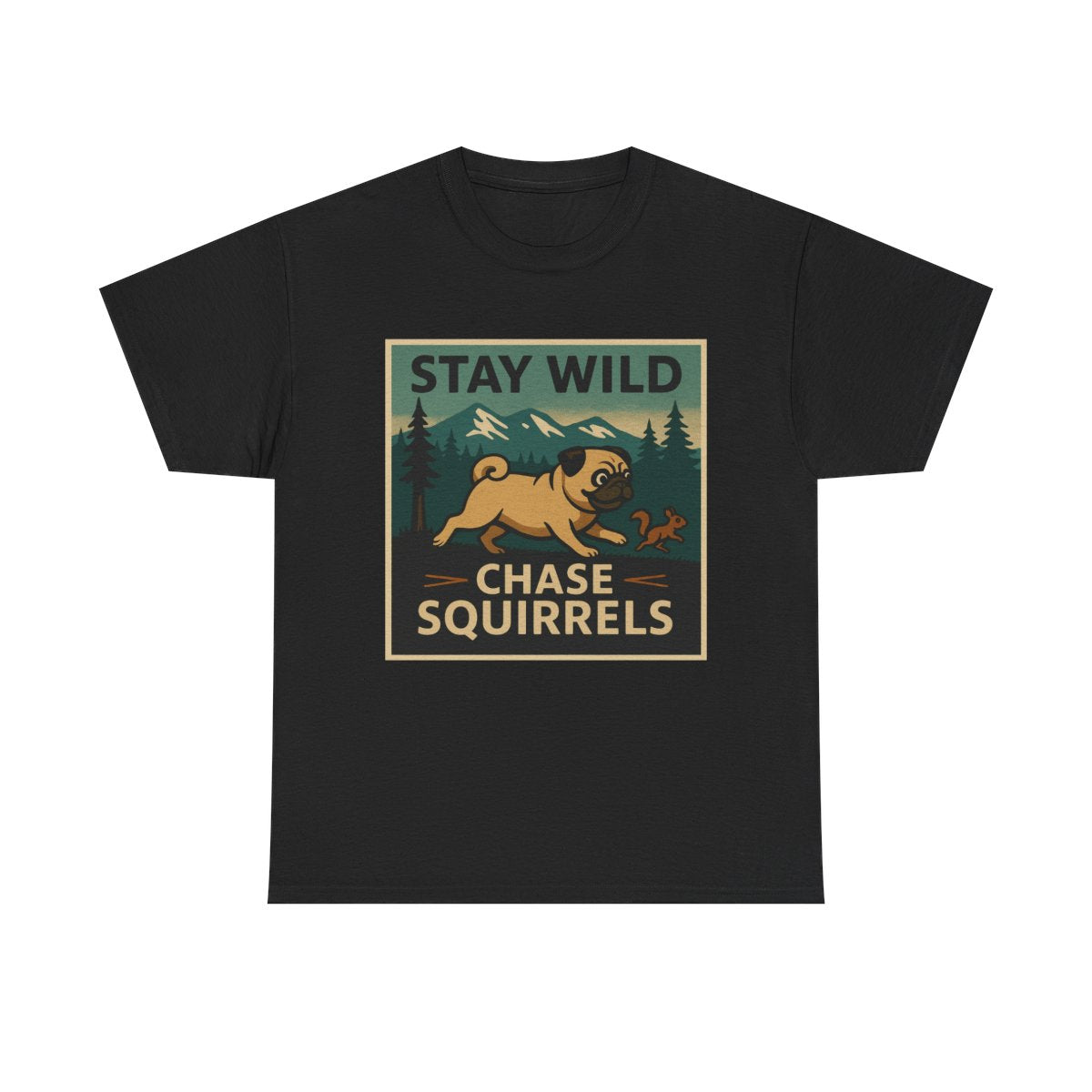 Stay Wild Pug Adventure t-shirt, Black