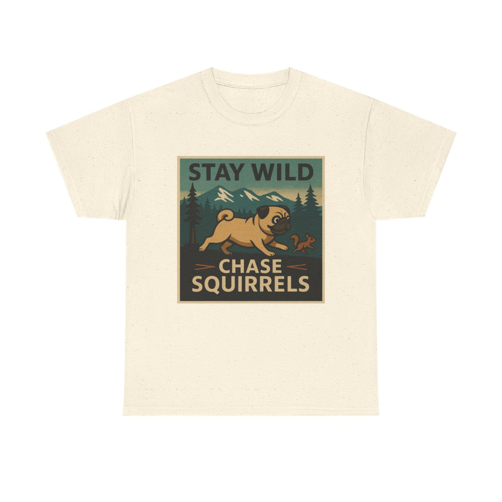 Stay Wild Pug Adventure t-shirt, Natural