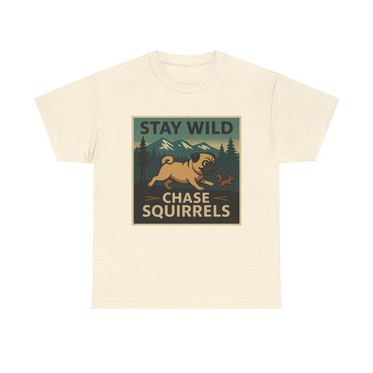 Stay Wild Pug Adventure t-shirt, Natural