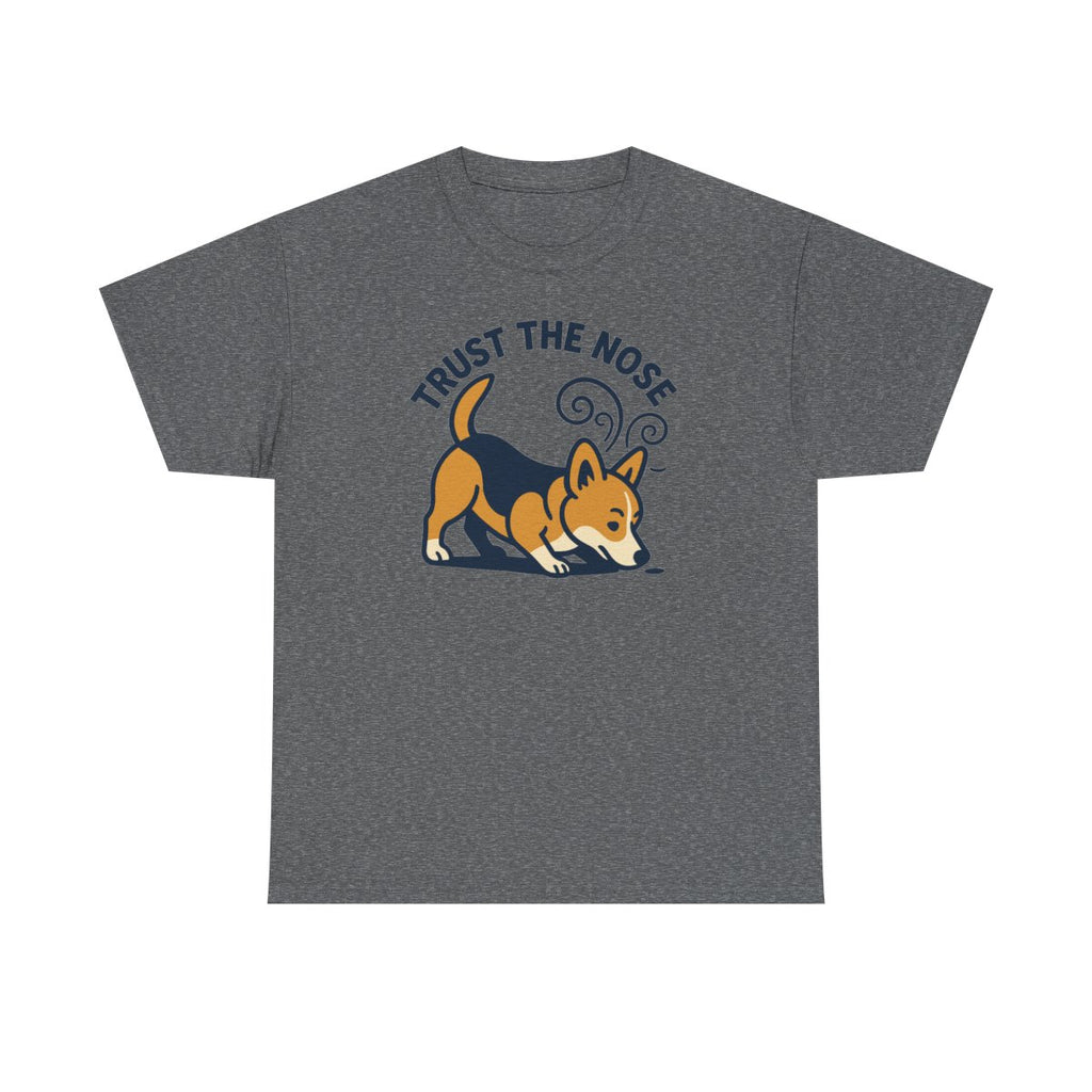 Trust the Nose Corgi Explorer t-shirt, Graphite Heather