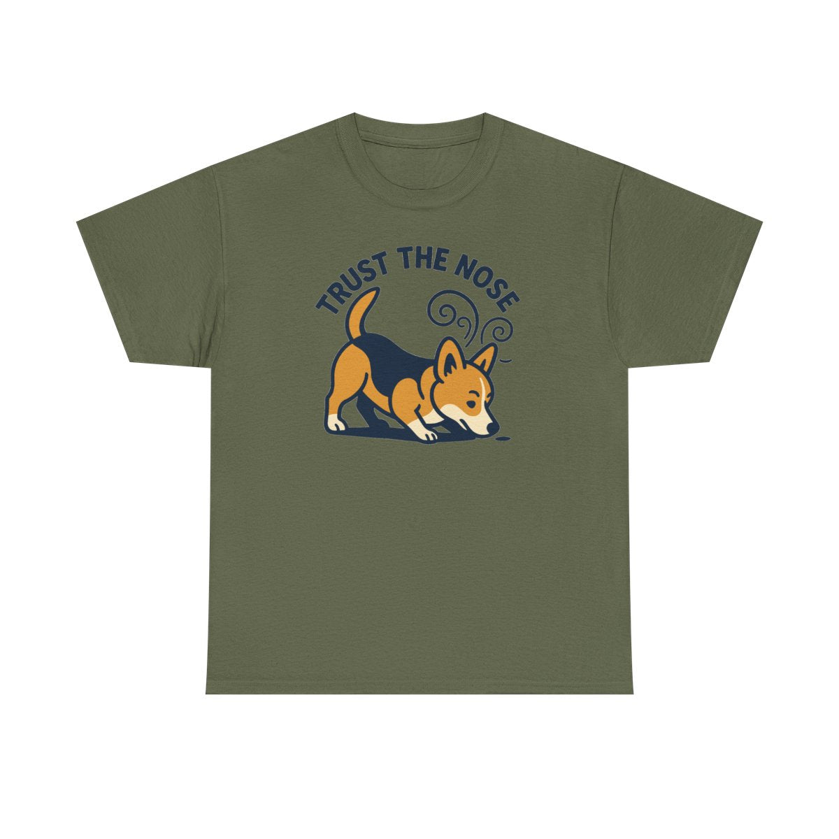 Trust the Nose Corgi Explorer t-shirt, Military Green