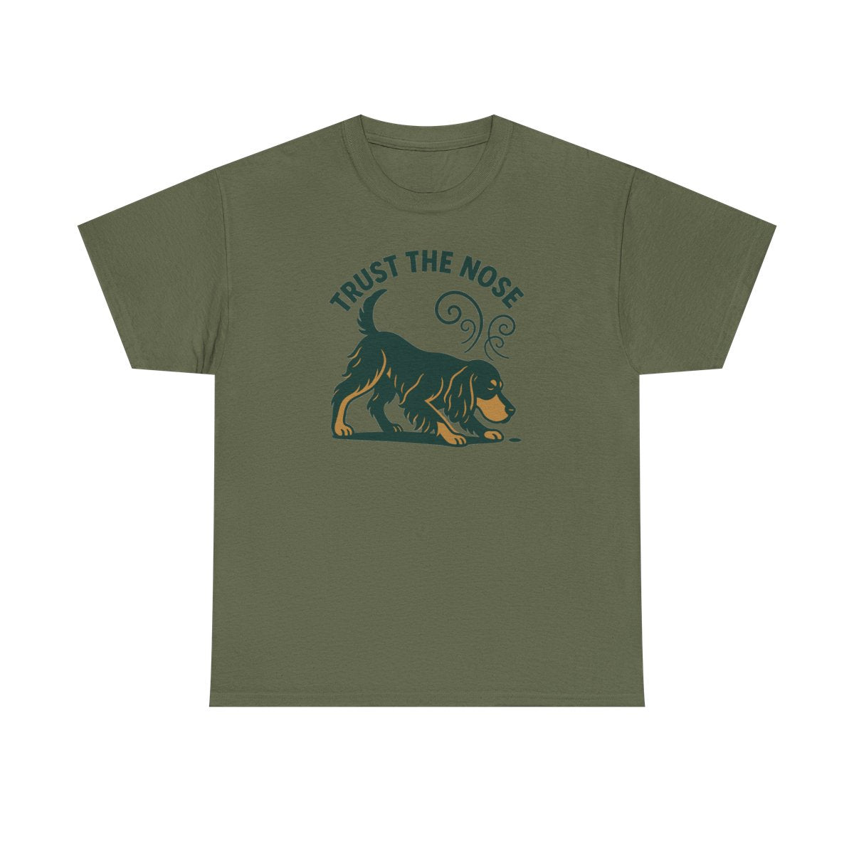 Trust the Nose Gordon Setter t-shirt, Military Green