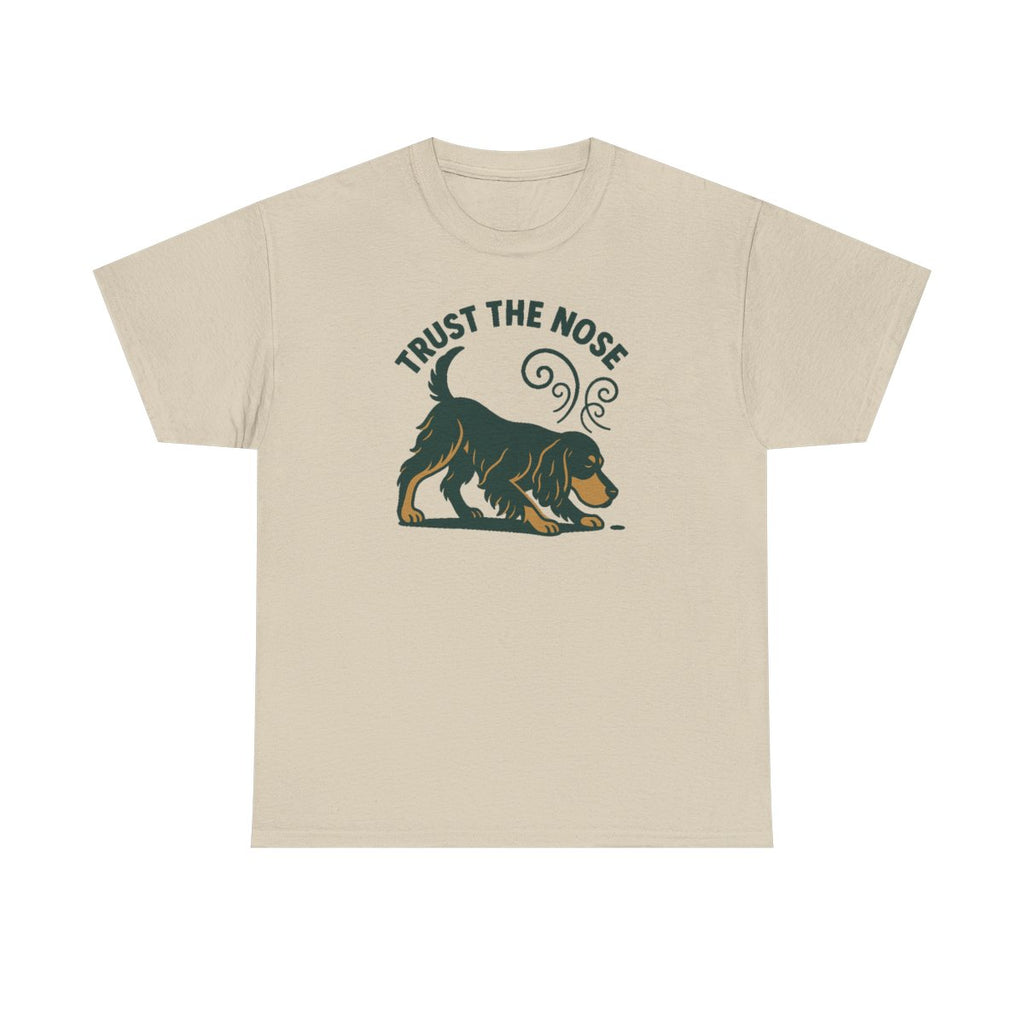 Trust the Nose Gordon Setter t-shirt, Sand