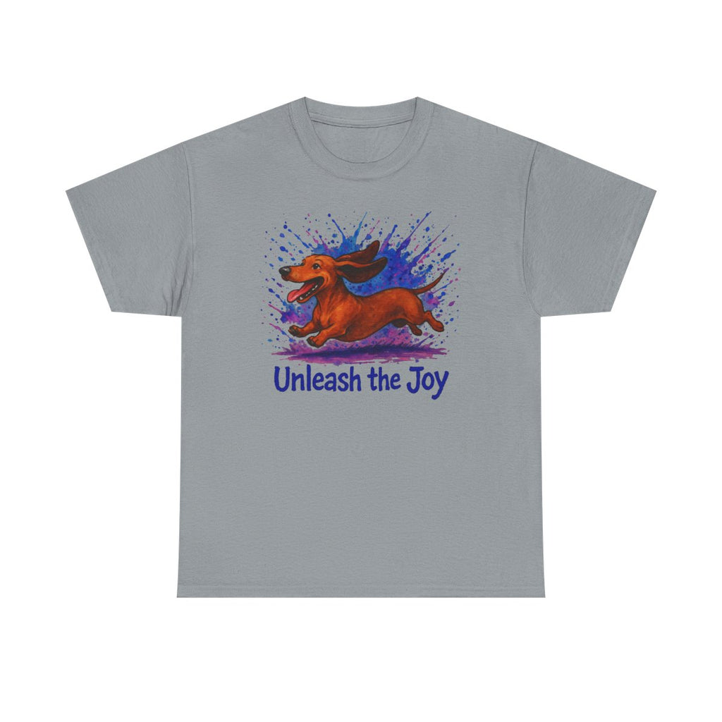 Unleash the Joy Dachshund Art t-shirt, Gravel