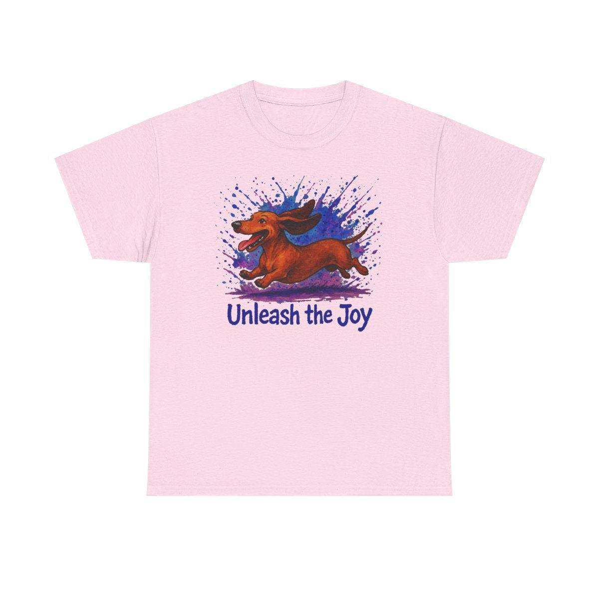 Unleash the Joy Dachshund Art t-shirt, Light Pink
