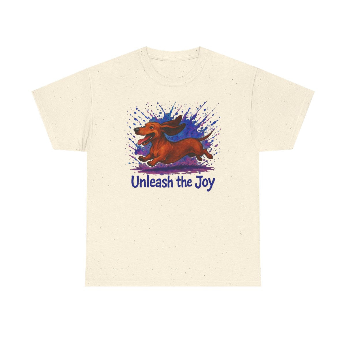 Unleash the Joy Dachshund Art t-shirt, Natural