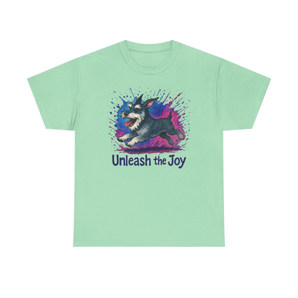 Unleash the Joy Schnauzer Art t-shirt, Mint Green