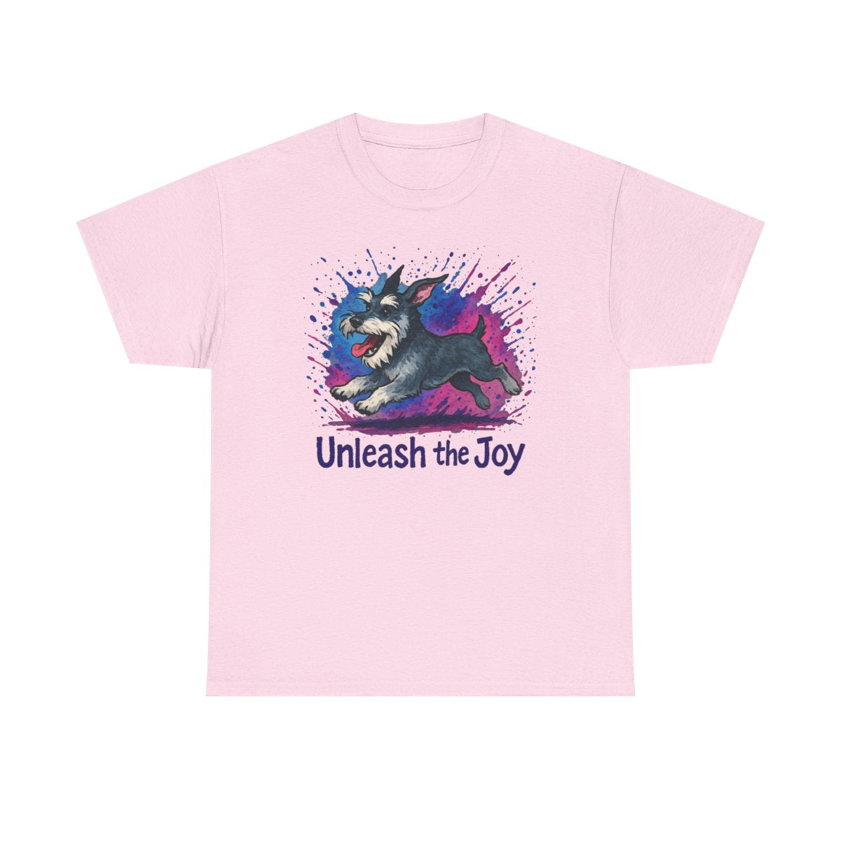 Unleash the Joy Schnauzer Art t-shirt, Light Pink
