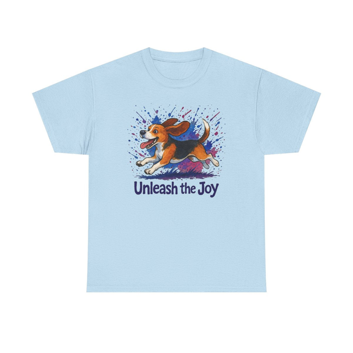 Unleash the Joy Watercolor Beagle t-shirt, Light Blue