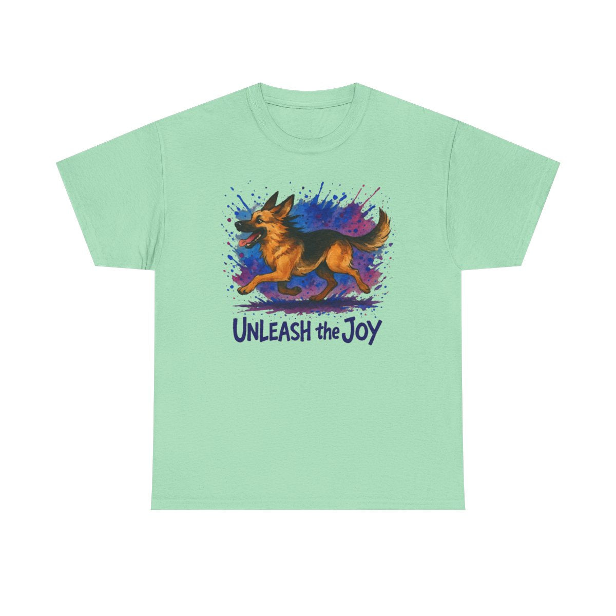 Unleash the Joy Watercolor German Shepherd t-shirt, Mint Green
