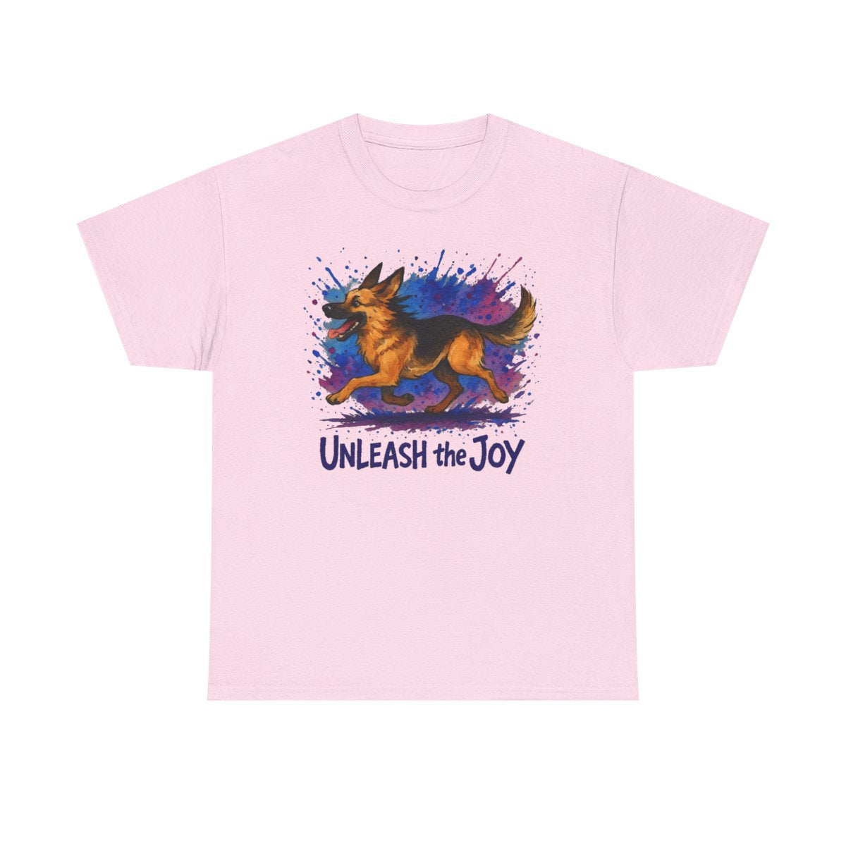 Unleash the Joy Watercolor German Shepherd t-shirt, Light Pink