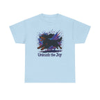 Vibrant Unleash the Joy Gordon Setter t-shirt, Light Blue
