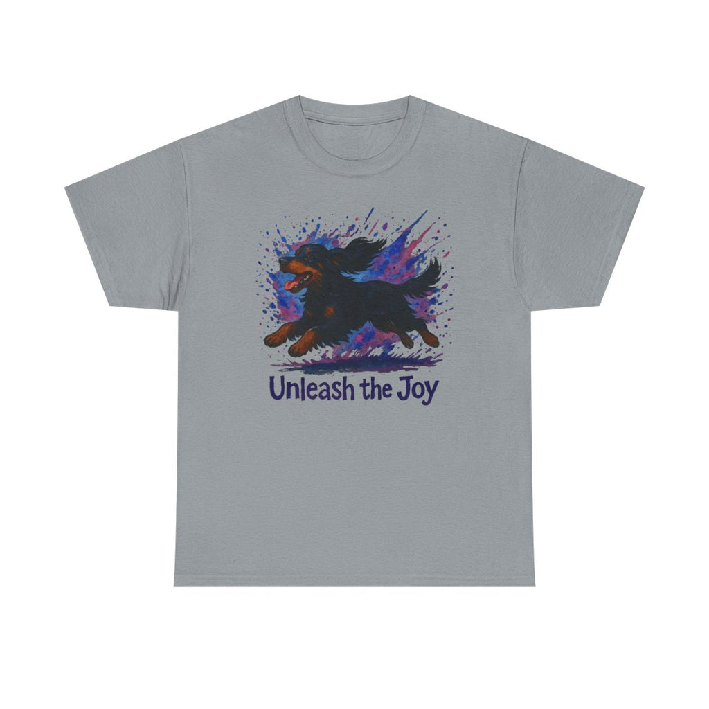Vibrant Unleash the Joy Gordon Setter t-shirt, Gravel
