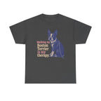 Walking My Boston Terrier is My Therapy t-shirt, Dark Heather