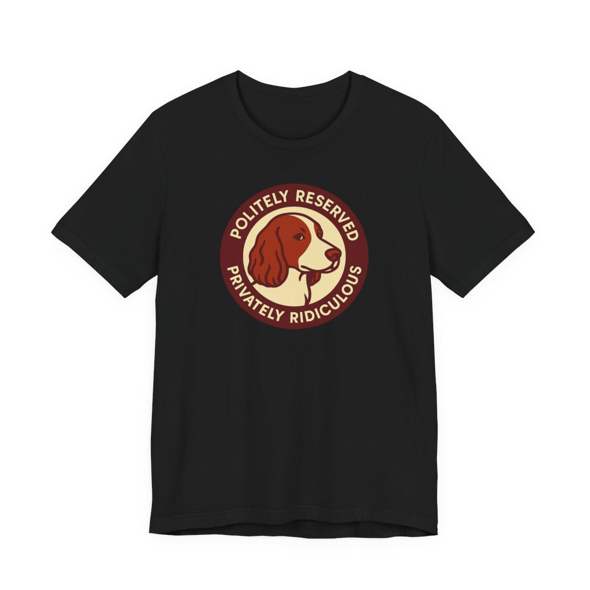 Welsh Springer Spaniel Politely Reserved Badge T-shirt