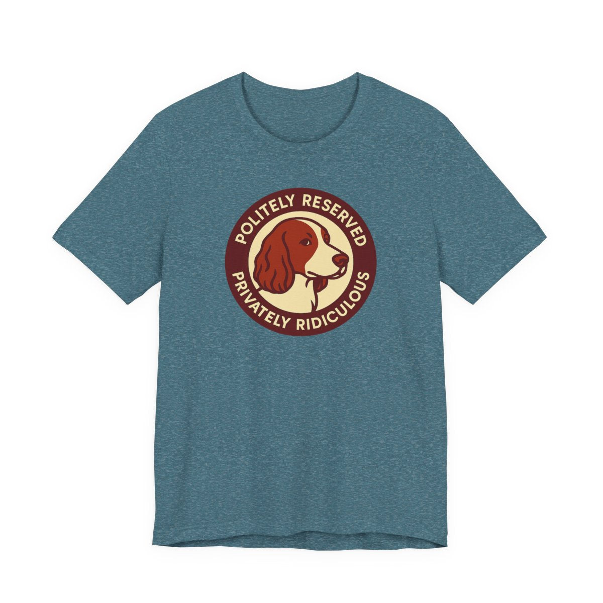 Welsh Springer Spaniel Politely Reserved Badge T-shirt