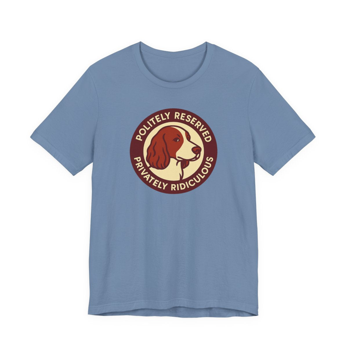 Welsh Springer Spaniel Politely Reserved Badge T-shirt